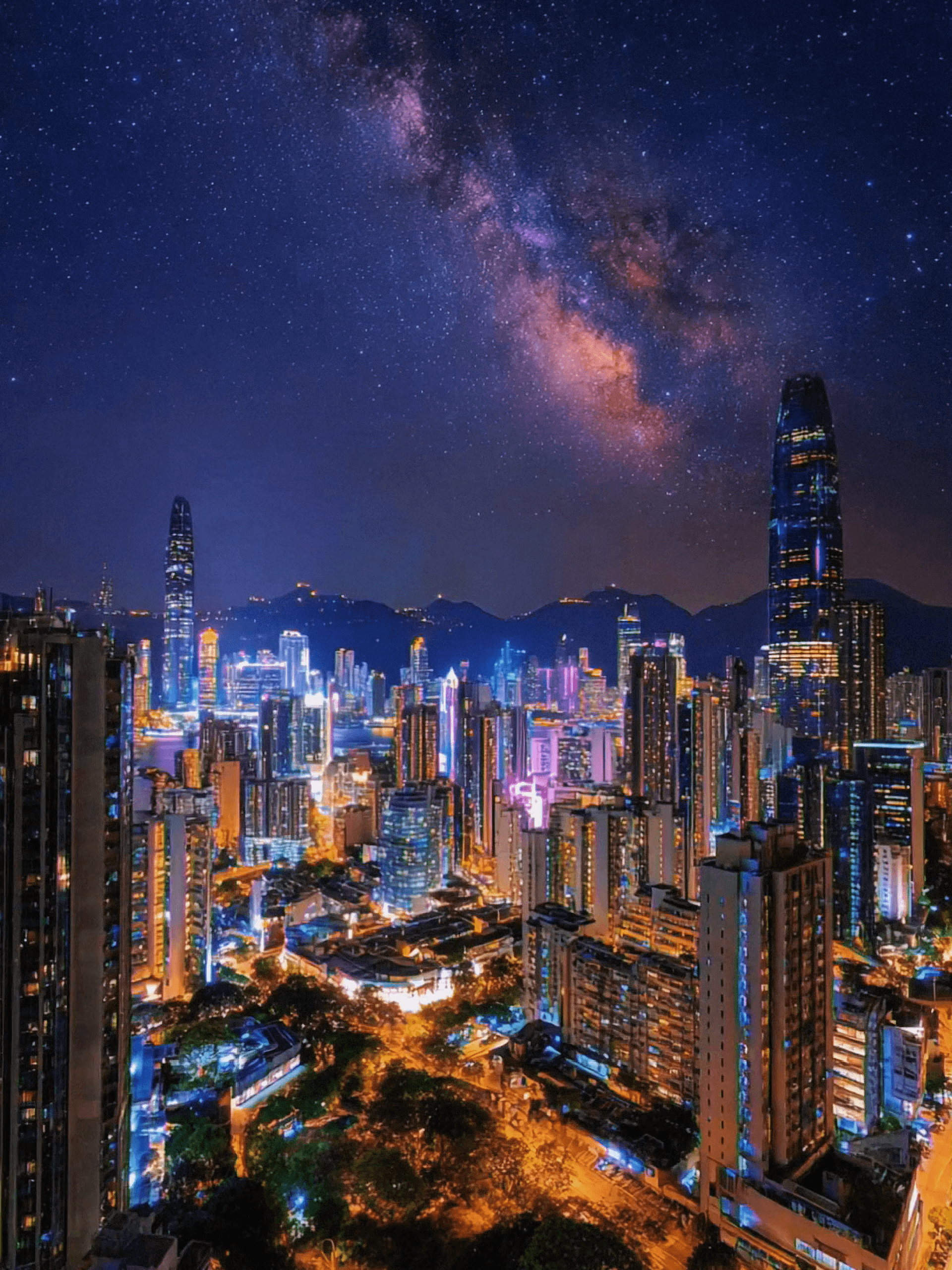 GPT Image 2 Hong Kong Skyline Wallpaper: Milky Way City Night wallpaper