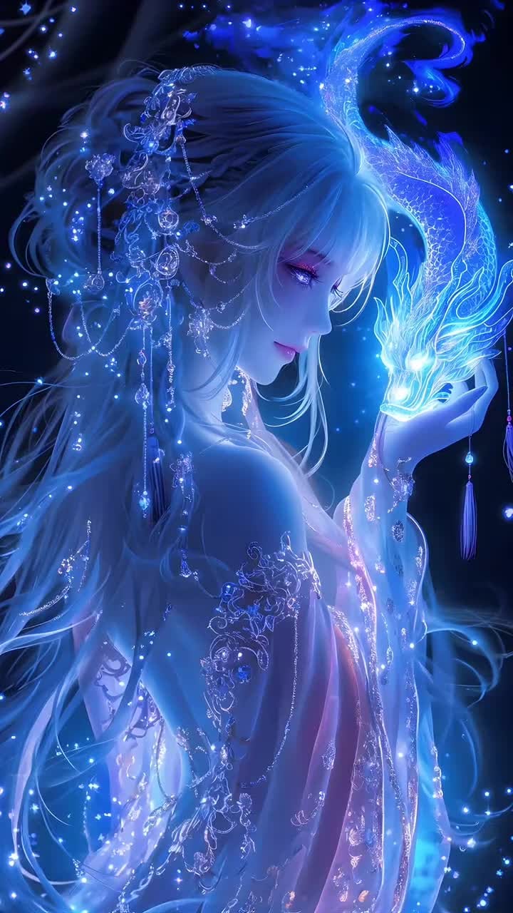 GPT Image 2 Ice Fairy Wallpaper: Blue Dragon Spirit AI Portrait