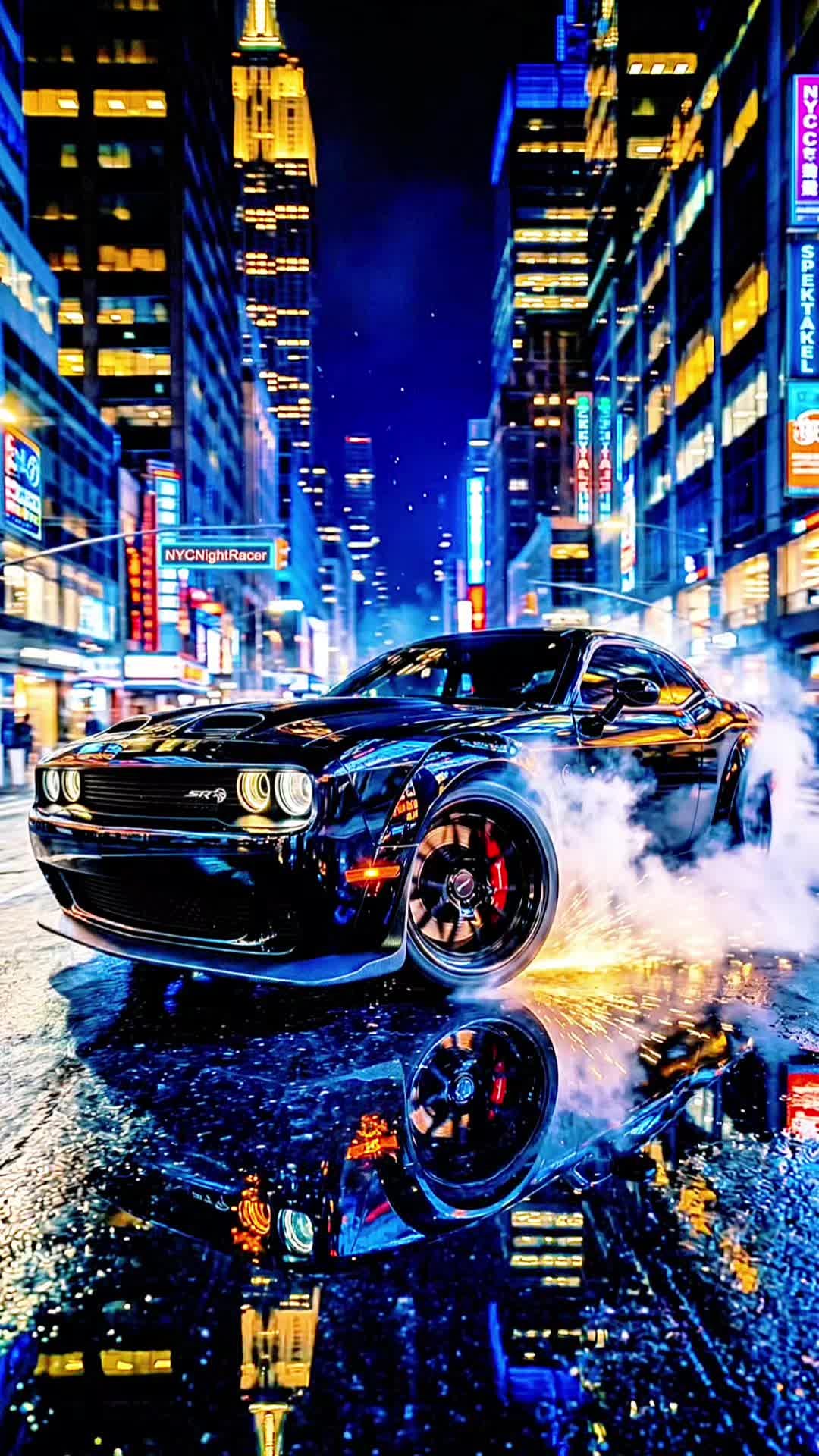 GPT Image 2 Muscle Car Wallpaper: Neon NYC Night Racer Poster wallpaper