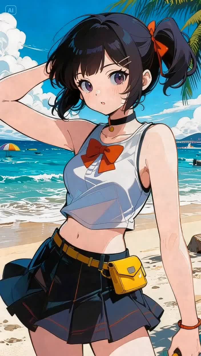 GPT Image 2 Anime Beach Girl Wallpaper: Summer Seaside AI Poster