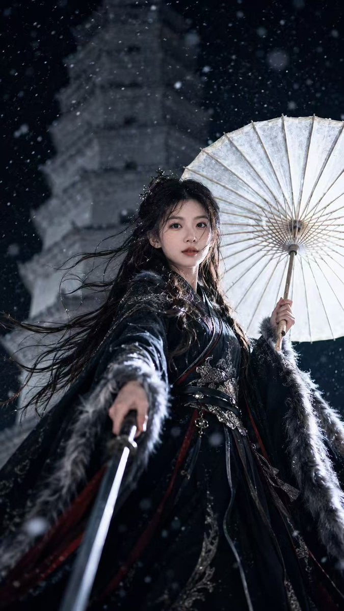 GPT Image 2 cinematic snowy wuxia Phone Wallpaper