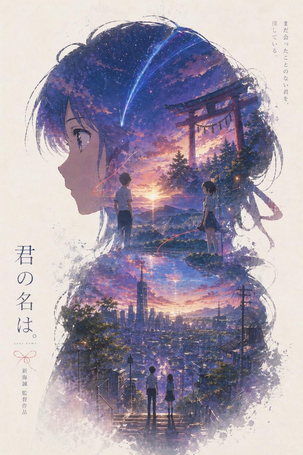 GPT Image 2 Anime Sky Wallpaper – AI Double Exposure Background