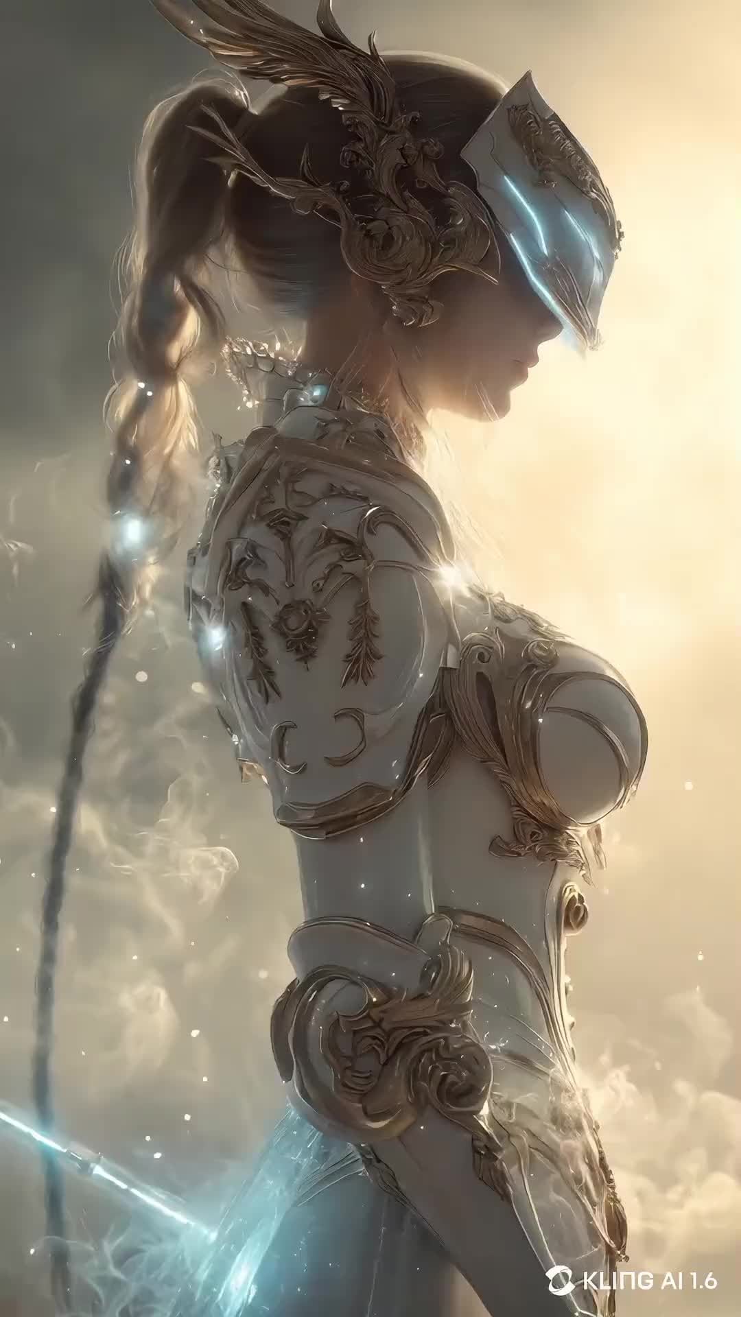 GPT Image 2 White Armor Goddess Wallpaper: Baroque AI Portrait