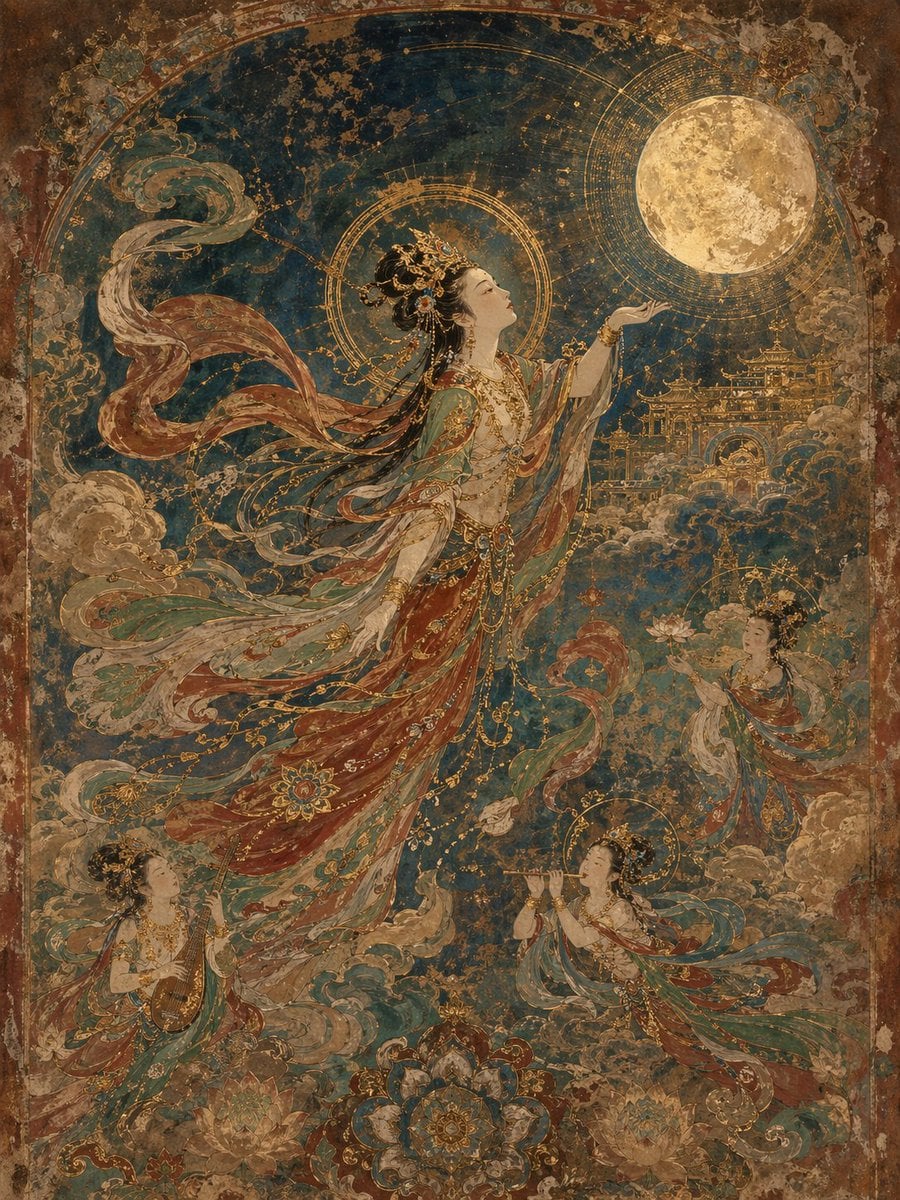 Dunhuang Mural Phone Wallpaper — Chinese Heritage Art Lock Screen (4K Download) | AI Wallpaper wallpaper