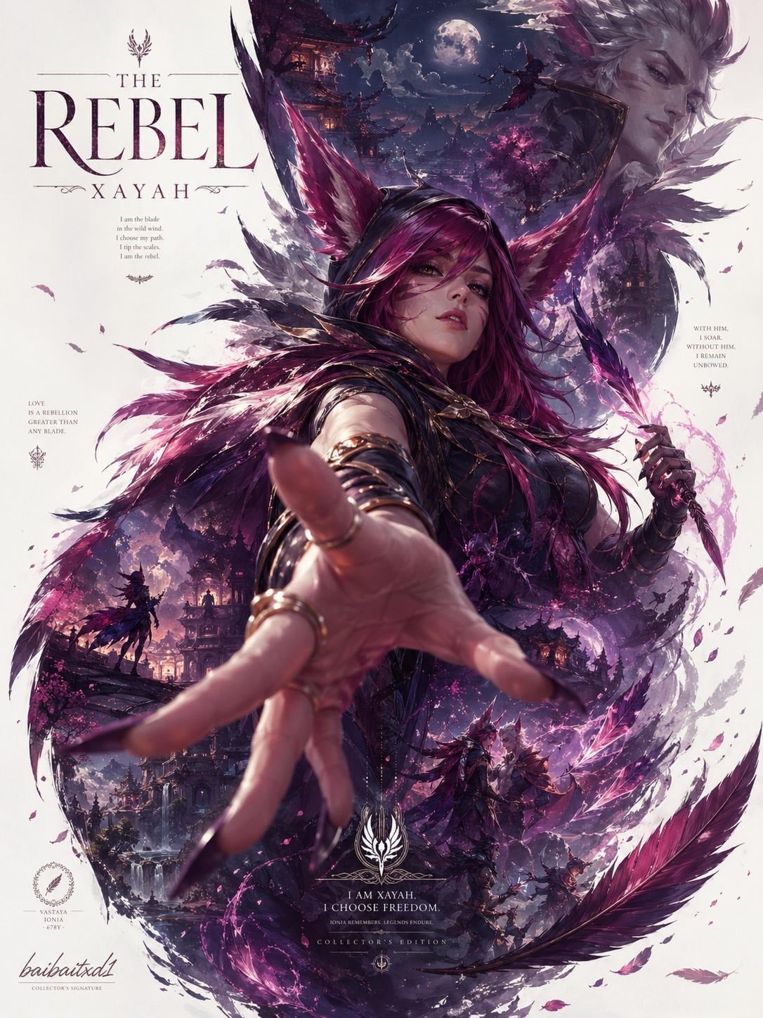 GPT Image 2 Xayah Wallpaper: League of Legends Rebel AI Poster wallpaper