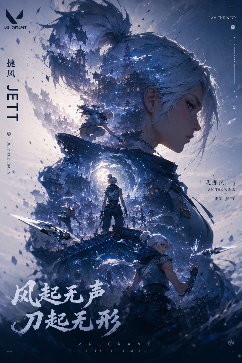 GPT Image 2 Jett Wallpaper: Valorant Duelist Double Exposure Poster wallpaper