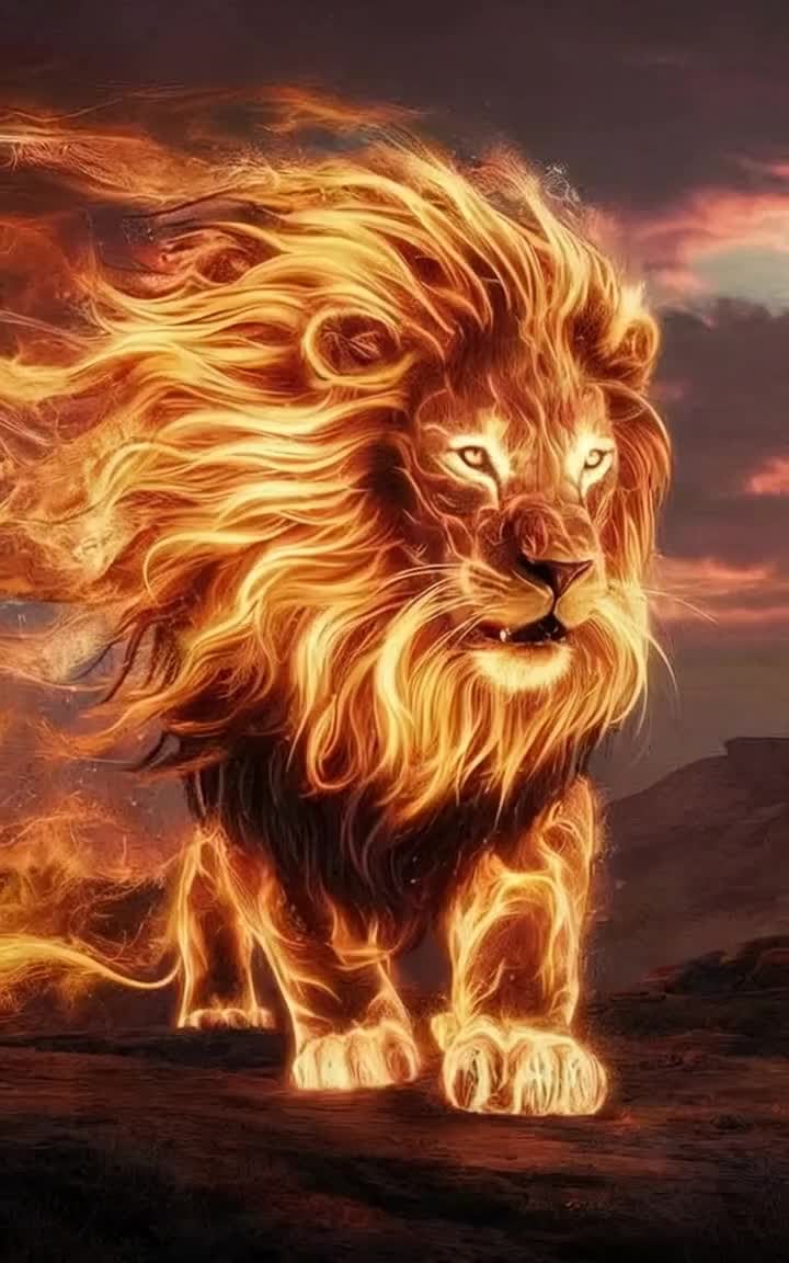 GPT Image 2 Fire Lion Wallpaper: Flame Mane Savanna AI Animal wallpaper