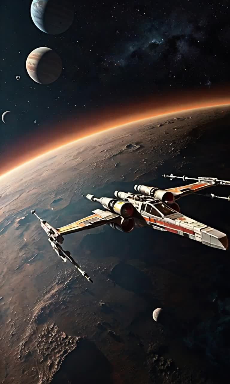 GPT Image 2 Sci-Fi Starfighter Wallpaper: X-Style Spacecraft Orbit wallpaper
