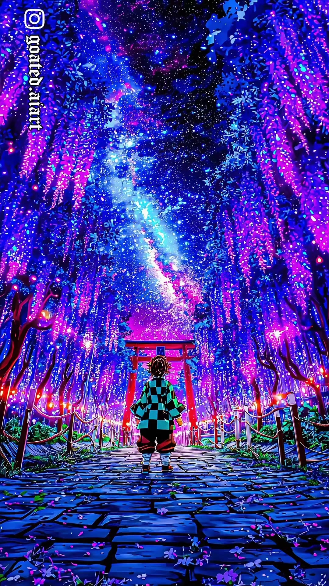 GPT Image 2 Wisteria Torii Wallpaper: Demon Slayer Night Sky Anime