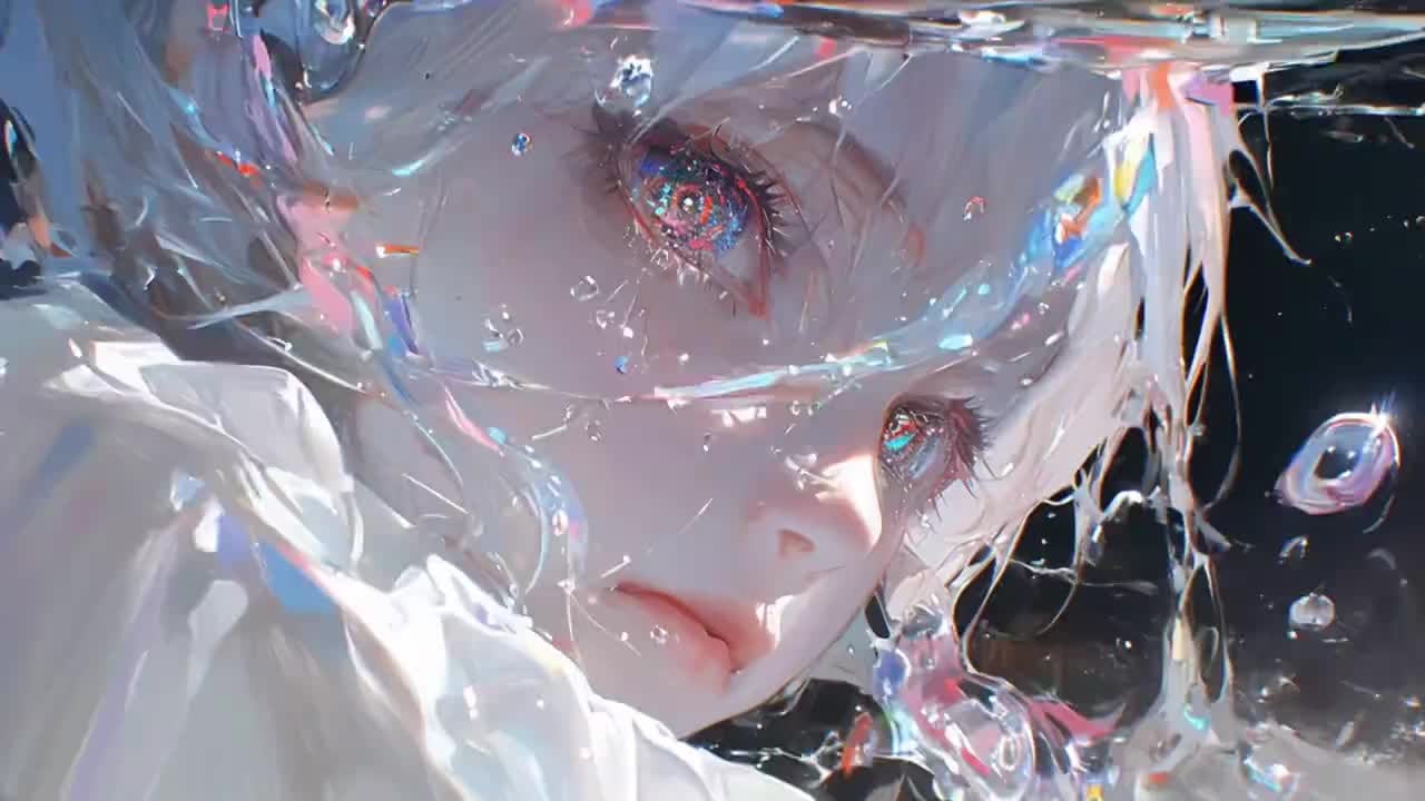 GPT Image 2 Water Girl Wallpaper: Crystal Tear AI Portrait wallpaper